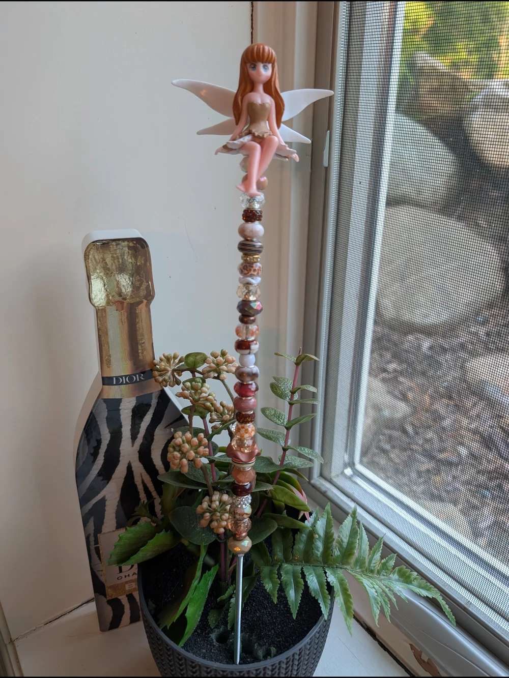 Hand Made Fairy Wand/Plant/Garden Stake W/Fairy Topper.